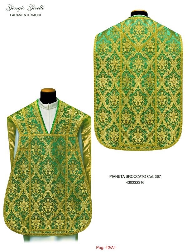 Pianeta broccato verde oro